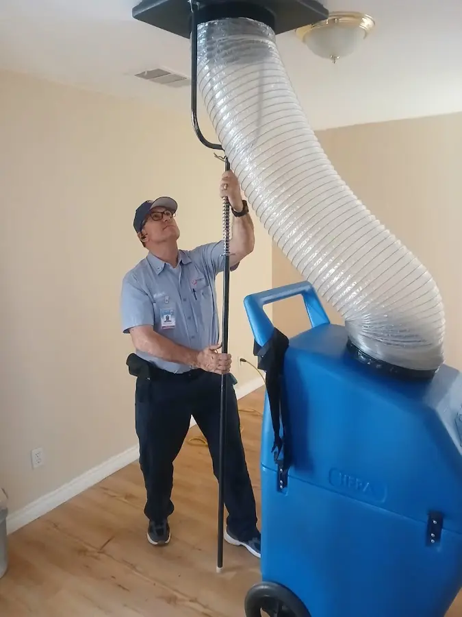 Mini Split Installation technician using HEPA equipment in Hendersonville